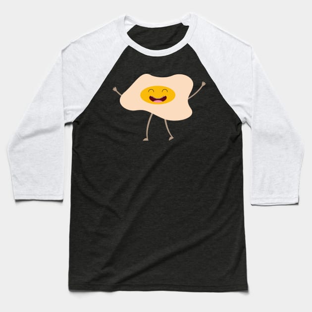 Sunny Side Up Egg Cartoon Baseball T-Shirt by InkyArt